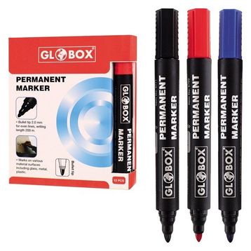 Globox 6769 Kırmızı Yuvarlak Uç Permanent Markör Koli Kalemi