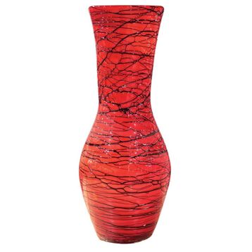 Globy 49 cm Kırmızı Dekoratif Cam Vazo