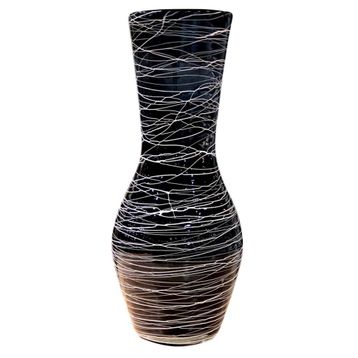Globy 49 cm Siyah Dekoratif Cam Vazo