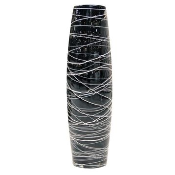 Globy 50 cm Siyah Dekoratif Cam Vazo