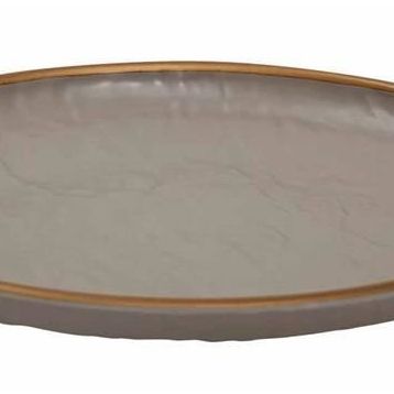 Globy Açık Büfe Gold 28x28x3.2 cm Yuvarlak Servis Sunum Tabağı