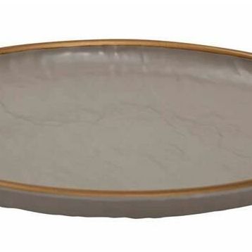 Globy Açık Büfe Gold 28x28x3.2 cm Yuvarlak Servis Sunum Tabağı