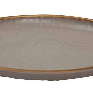 Globy Açık Büfe Gold 28x28x3.2 cm Yuvarlak Servis Sunum Tabağı