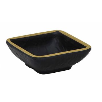 Globy Melamin Siyah 8x8x3 cm 6'lı Kare Sos Tabak