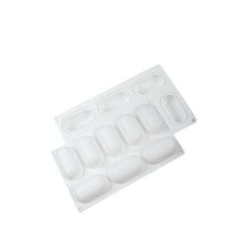 Globy Mousse 3D Silikon Profesyonel Oval Dikdörtgen 8'li Kek Tatlı Kalıbı