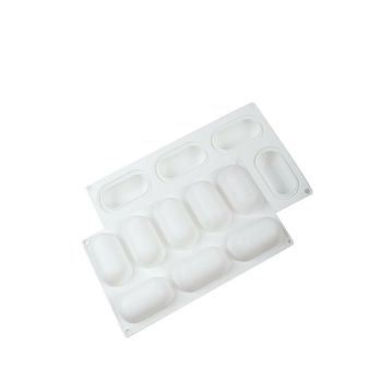 Globy Mousse 3D Silikon Profesyonel Oval Dikdörtgen 8'li Kek Tatlı Kalıbı
