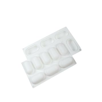 Globy Mousse 3D Silikon Profesyonel Oval Dikdörtgen 8'li Kek Tatlı Kalıbı