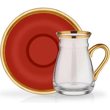 Glore Camillow Kırmızı Kulplu Çay Seti
