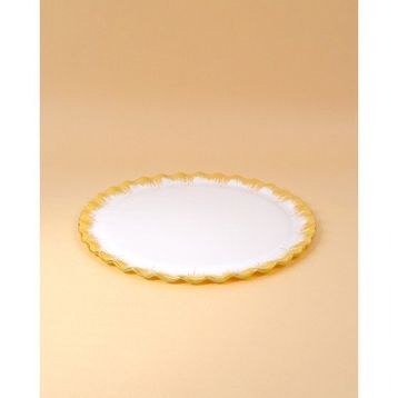 Glore Latte Altın Yaldızlı Cam Tepsi