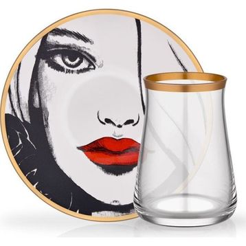 Glore Red Lady 6 Kişilik Çay Seti