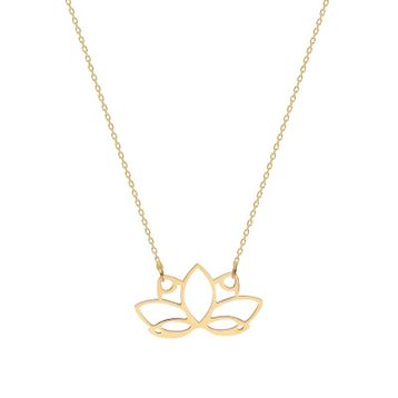 Glorria Altın Lotus Çiçeği Kolye