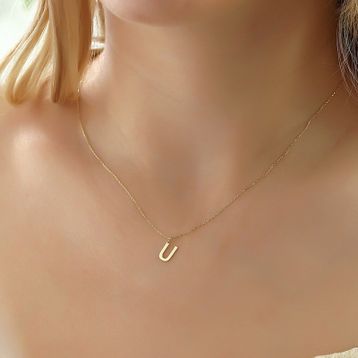 Glorria Altın U Harfi Kolye