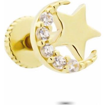 Glorria Ay Yıldız Helix 14 Ayar Altın Piercing