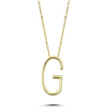 Glorria CM0472-G Altın 3 Boyutlu Harf Kolye