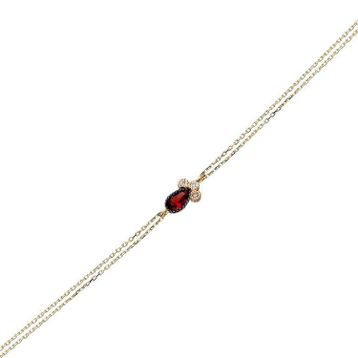 Glorria CM0707 Kırmızı Taşlı Damla Kadın Altın Bileklik