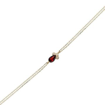 Glorria CM0707 Kırmızı Taşlı Damla Kadın Altın Bileklik