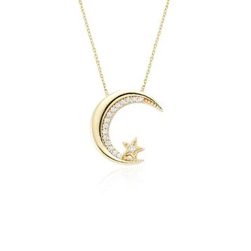 Glorria CN0396 Altın Ay Yıldız Kolye