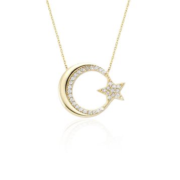 Glorria CN0396 Altın Ay Yıldız Kolye