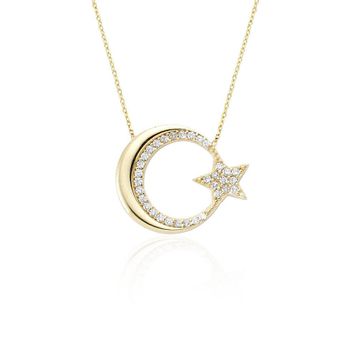 Glorria CN0396 Altın Ay Yıldız Kolye