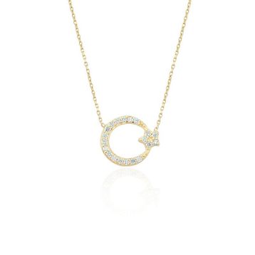 Glorria CN0396 Altın Ay Yıldız Kolye