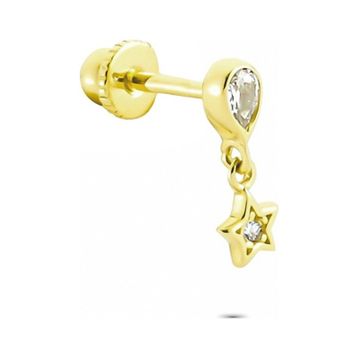 Glorria Damla Sallantı Helix 14 Ayar Altın Piercing