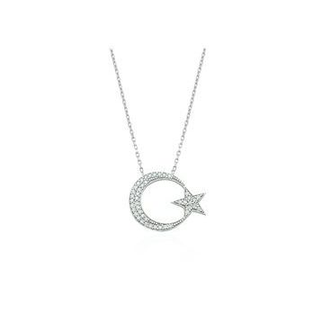 Glorria DT0155 Gümüş Ay Yıldız Kolye