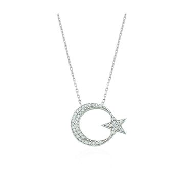 Glorria DT0155 Gümüş Ay Yıldız Kolye
