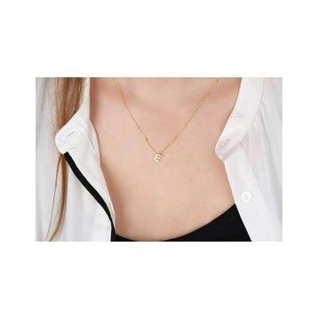 Glorria Gümüş 3 Boyutlu Minimalist E Harfi Kadın Kolye