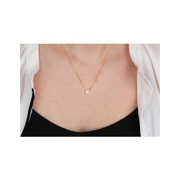Glorria Gümüş 3 Boyutlu Minimalist M Harfi Kolye