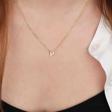 Glorria Gümüş 3 Boyutlu Minimalist P Harfi Kadın Kolye