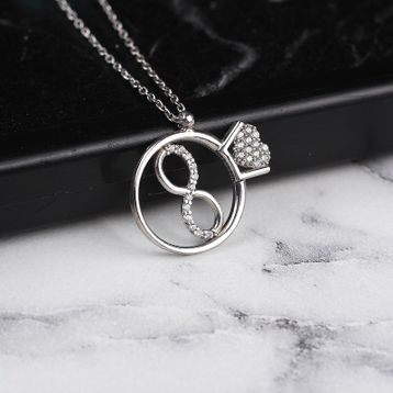 Glorria Gümüş Sonsuzluklu Tektaş Yüzük Kolye