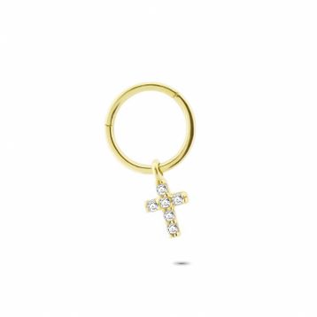 Glorria Haç Halka 14 Ayar Altın Piercing
