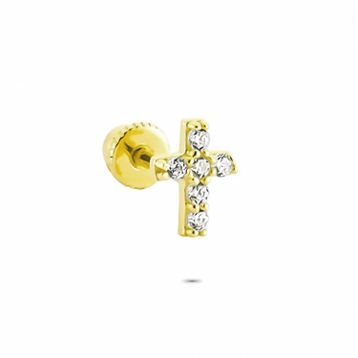Glorria Haç Helix 14 Ayar Altın Piercing