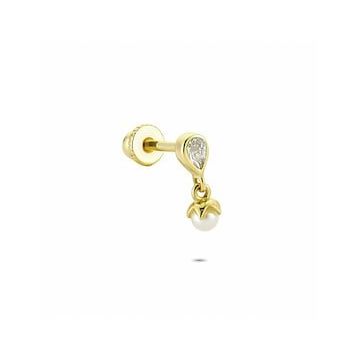 Glorria İnci Damla Helix 14 Ayar Altın Piercing