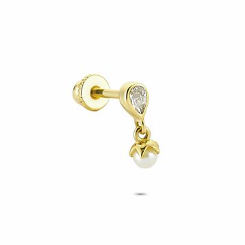 Glorria İnci Damla Helix 14 Ayar Altın Piercing
