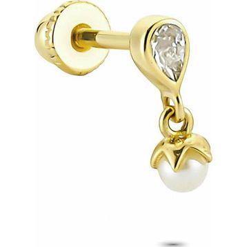 Glorria İnci Damla Helix 14 Ayar Altın Piercing