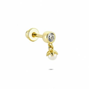 Glorria İnci Tektaş Helix 14 Ayar Altın Piercing