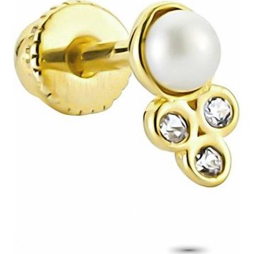 Glorria İnci Üç Taş Helix 14 Ayar Altın Piercing
