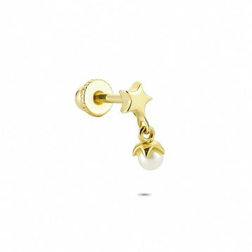 Glorria İnci Yıldız Helix 14 Ayar Altın Piercing