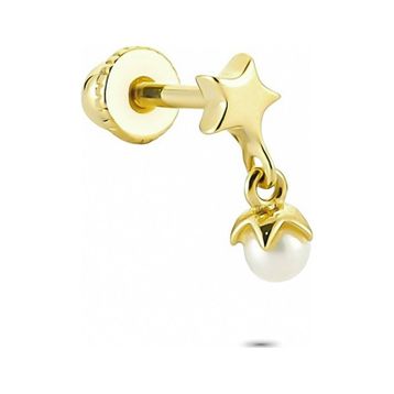 Glorria İnci Yıldız Helix 14 Ayar Altın Piercing