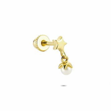 Glorria İnci Yıldız Helix 14 Ayar Altın Piercing