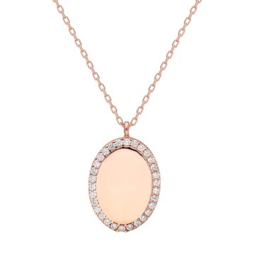 Glorria NP0161 Taşlı Oval Gümüş Kolye