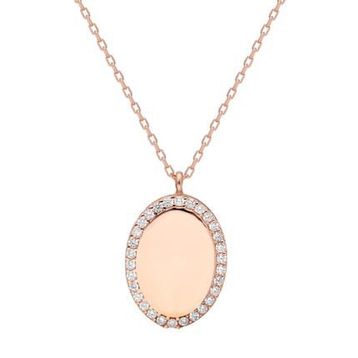 Glorria NP0161 Taşlı Oval Gümüş Kolye