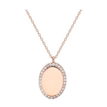 Glorria NP0161 Taşlı Oval Gümüş Kolye