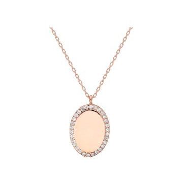 Glorria NP0161 Taşlı Oval Gümüş Kolye