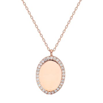 Glorria NP0161 Taşlı Oval Gümüş Kolye