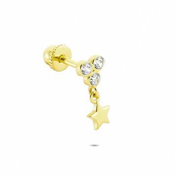 Glorria Sallantı Üç Taş Helix 14 Ayar Altın Piercing