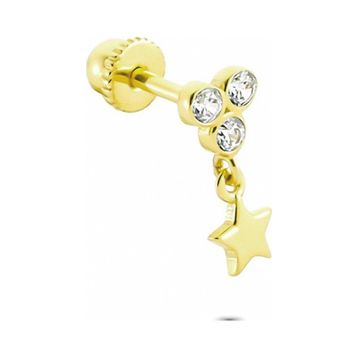 Glorria Sallantı Üç Taş Helix 14 Ayar Altın Piercing