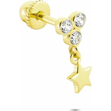Glorria Sallantı Üç Taş Helix 14 Ayar Altın Piercing