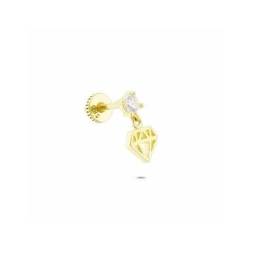 Glorria Taşlı Elmas Helix 14 Ayar Altın Piercing